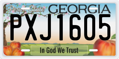 GA license plate PXJ1605