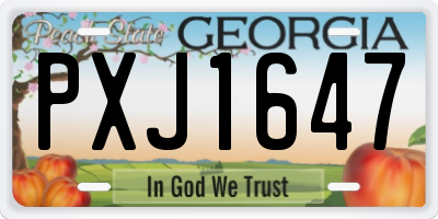 GA license plate PXJ1647