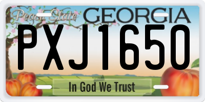 GA license plate PXJ1650