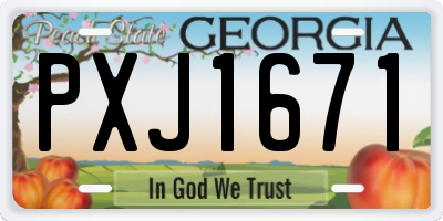 GA license plate PXJ1671