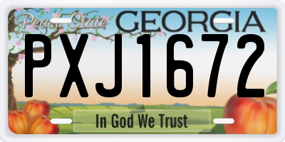 GA license plate PXJ1672