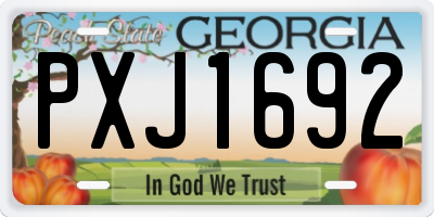 GA license plate PXJ1692