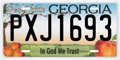 GA license plate PXJ1693