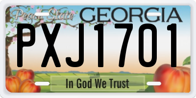 GA license plate PXJ1701