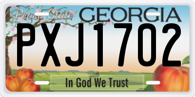 GA license plate PXJ1702