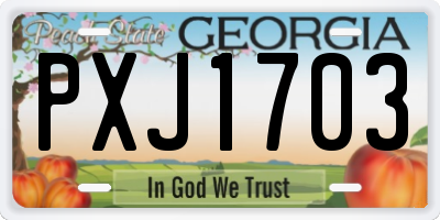 GA license plate PXJ1703