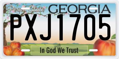 GA license plate PXJ1705