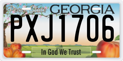 GA license plate PXJ1706