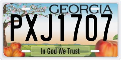GA license plate PXJ1707