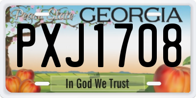 GA license plate PXJ1708