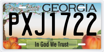 GA license plate PXJ1722