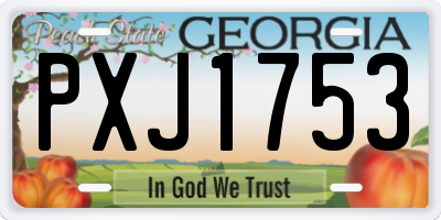 GA license plate PXJ1753