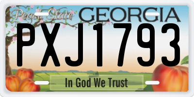 GA license plate PXJ1793