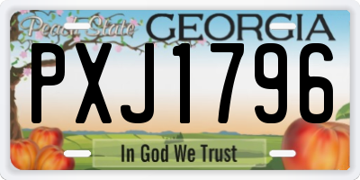 GA license plate PXJ1796