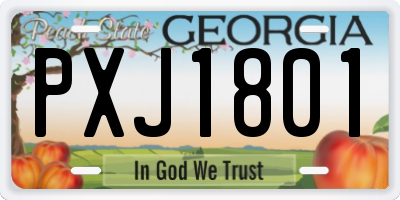 GA license plate PXJ1801