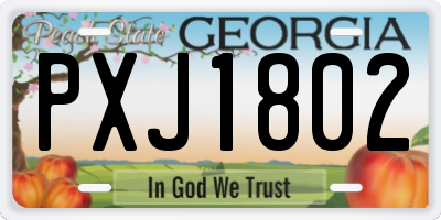 GA license plate PXJ1802