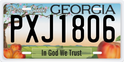GA license plate PXJ1806