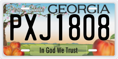 GA license plate PXJ1808