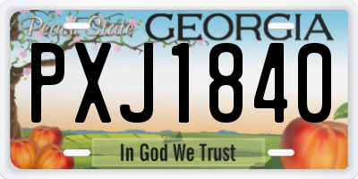GA license plate PXJ1840