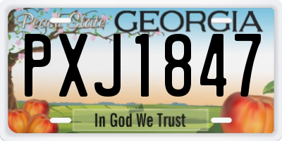GA license plate PXJ1847