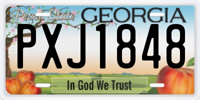 GA license plate PXJ1848