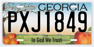 GA license plate PXJ1849
