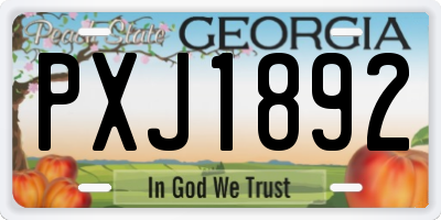 GA license plate PXJ1892
