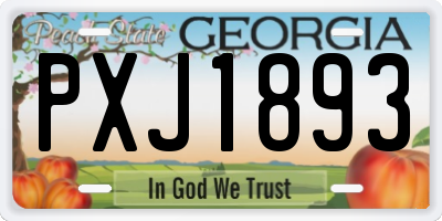 GA license plate PXJ1893
