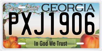 GA license plate PXJ1906