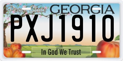 GA license plate PXJ1910