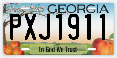 GA license plate PXJ1911