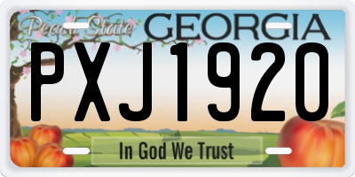 GA license plate PXJ1920