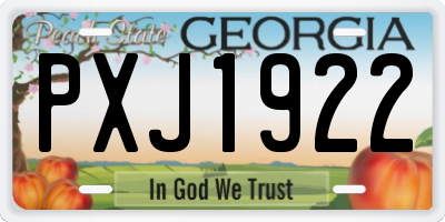 GA license plate PXJ1922