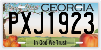 GA license plate PXJ1923