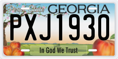 GA license plate PXJ1930