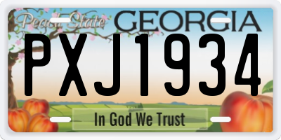 GA license plate PXJ1934