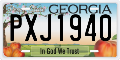 GA license plate PXJ1940