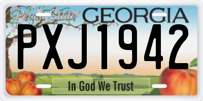 GA license plate PXJ1942