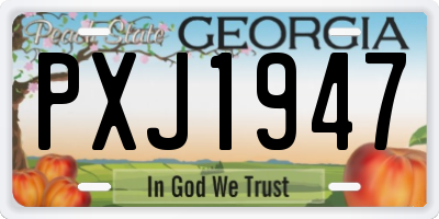 GA license plate PXJ1947