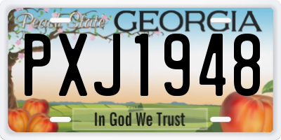 GA license plate PXJ1948