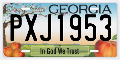 GA license plate PXJ1953