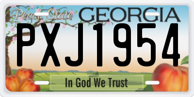 GA license plate PXJ1954