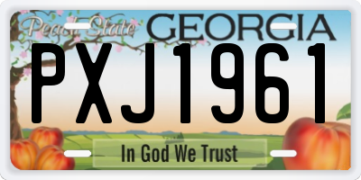 GA license plate PXJ1961