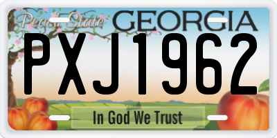 GA license plate PXJ1962