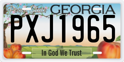 GA license plate PXJ1965