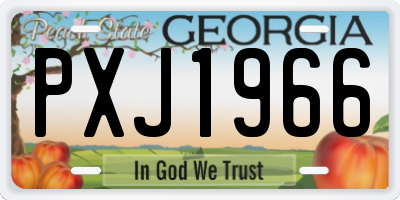 GA license plate PXJ1966