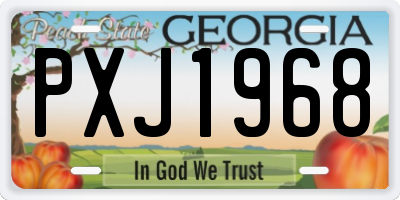 GA license plate PXJ1968