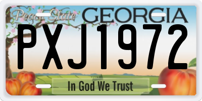 GA license plate PXJ1972