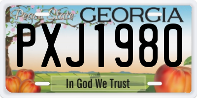 GA license plate PXJ1980