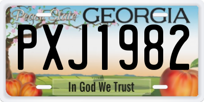 GA license plate PXJ1982